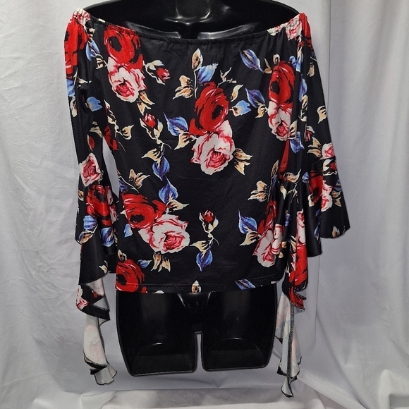 Fancyqube floral blouse XL long arm piece off shoulder - Picture 4 of 5